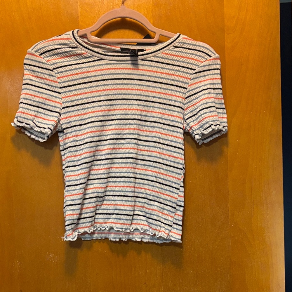 Forever 21 Striped Long Sleeve Top - Cream and Black